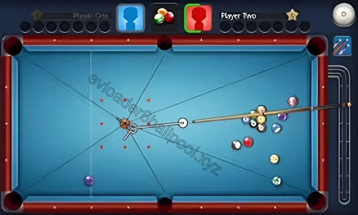 Screenshot of EV Loader 8 Ball Pool Shot Trajectory